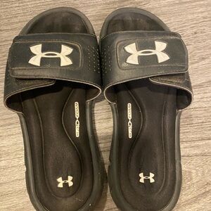 Under Armour Kids Black Slide Sandals with White Logo